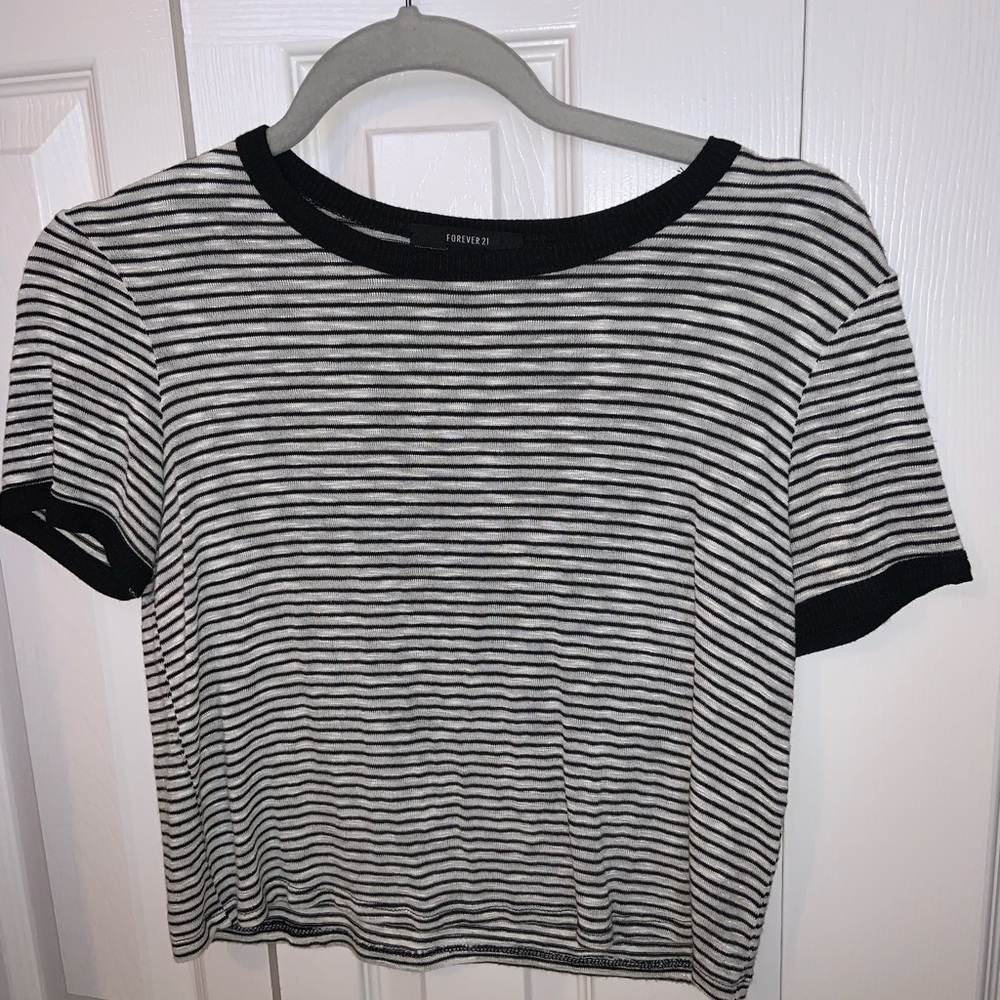 Forever 21 Black and White Striped T-Shirt